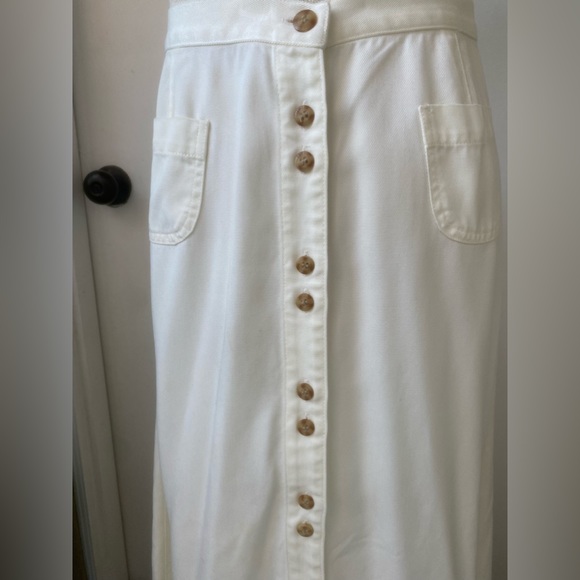 90’s vintage liz claiborne liz wear button down skirt cream pockets ankle sz p14 - Picture 3 of 11